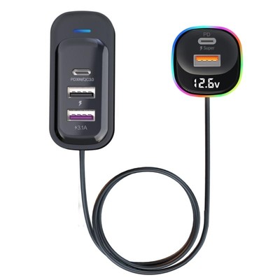 Caricatore Auto Multiporta 5 USB Con Cavo 1,5m - Adattatore Accendisigari 12/24V 5.8A Con Protezioni Di Sicurezza - 2