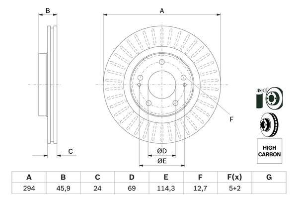 Bosch 0 986 479 E76 Bremsscheibe FüR CitroËN Mitsubishi Peugeot-image