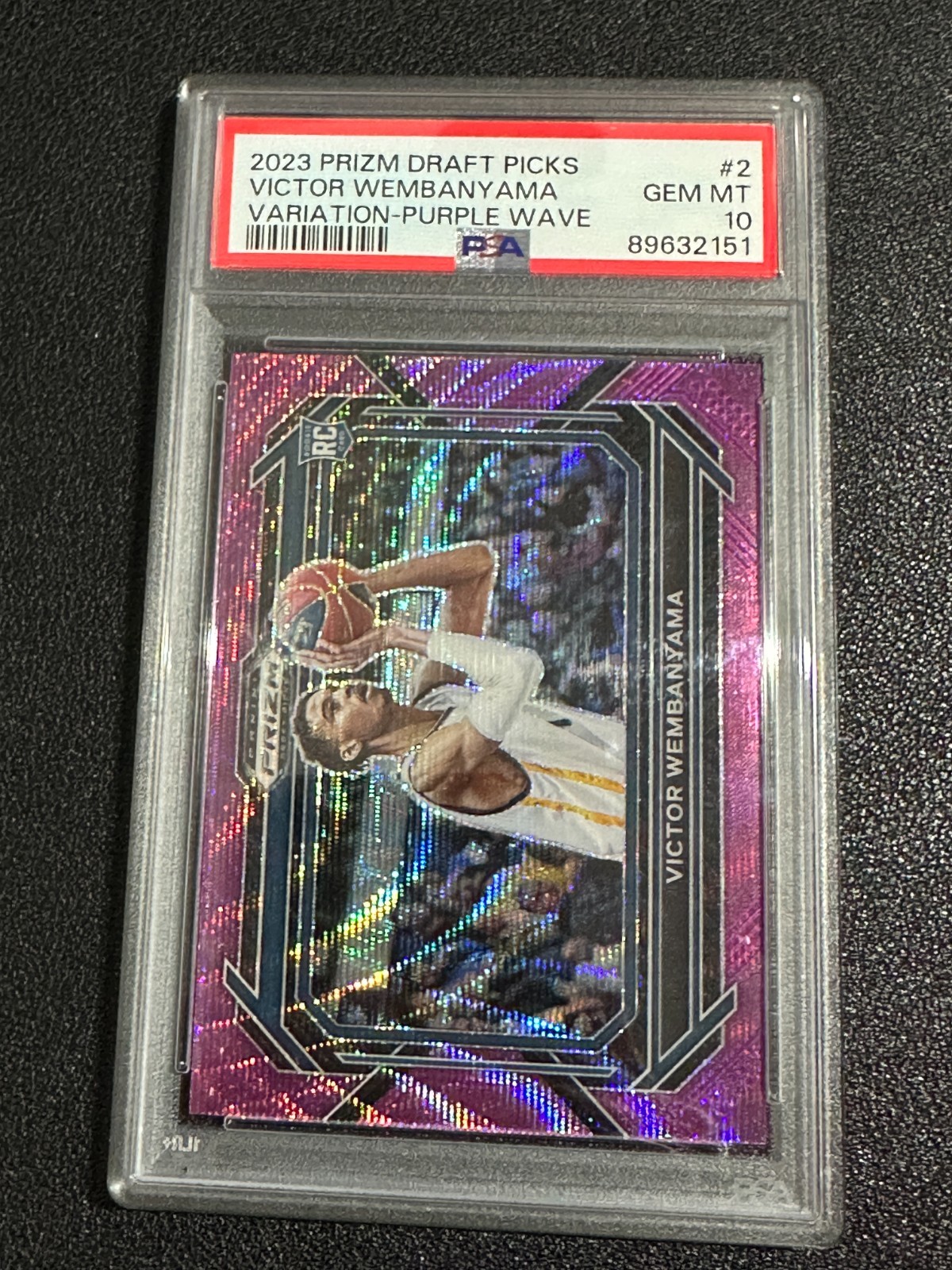 2023 Prizm Draft Picks Victor Wembanyama RC Purple Wave Variation #2 PSA 10