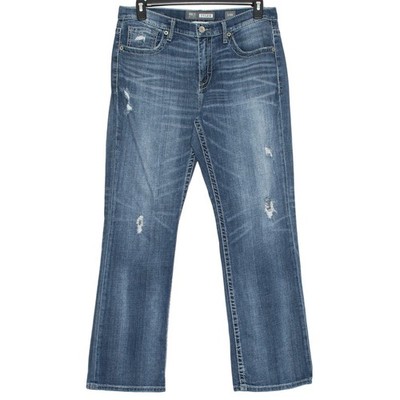 BKE Mens Jeans Tyler Bootleg Y2K Grunge Casual Streetwear Distressed Blue 34