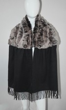 NPEAL N.PEAL rex rabbit black cashmere shawl scarf wrap 176x40cm