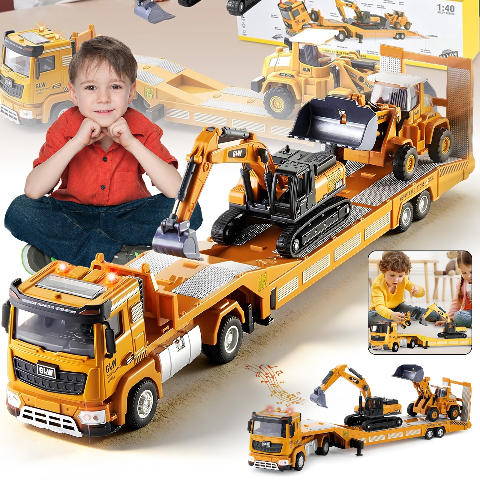 1: 40 LKW Spielzeug Baufahrzeuge Kinder Lastwagen mit Licht und Sound Premium