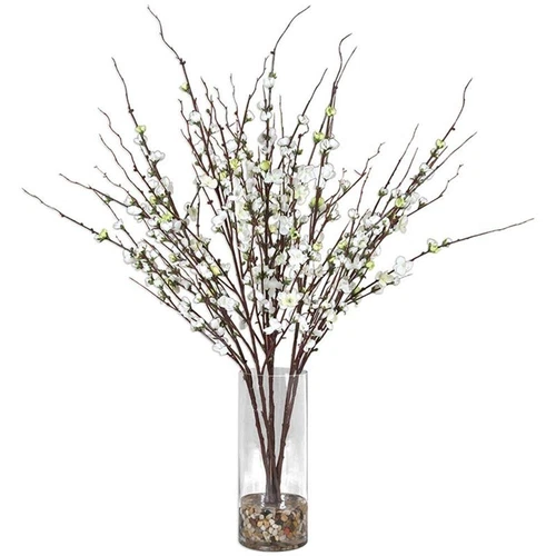 Uttermost Quince Blossom Silk Glass and Acrylic Centerpiece in Cream/Clear - Picture 1 of 4