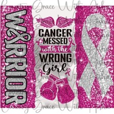 20oz Skinny Tumbler Breast Cancer Warrior Sublimation Transfer Ready To Press
