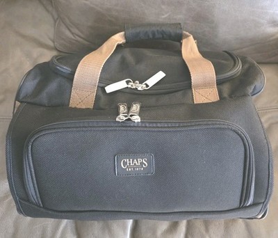 Chaps Deluxe Duffle Bag Carry On Travel Gym Black Tan Duffel Sturdy
