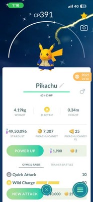 Pokèmon Go Shiny Kurta Pikachu 20k oder 1 Million Dust Trade