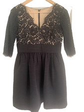  Eliza J  Lace A-Line Pleated Dress Size 8P Black