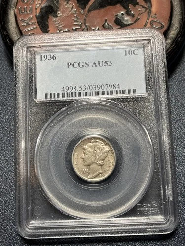 1936 Mercury Dime, PCGS Gold Shield Label, AU 53