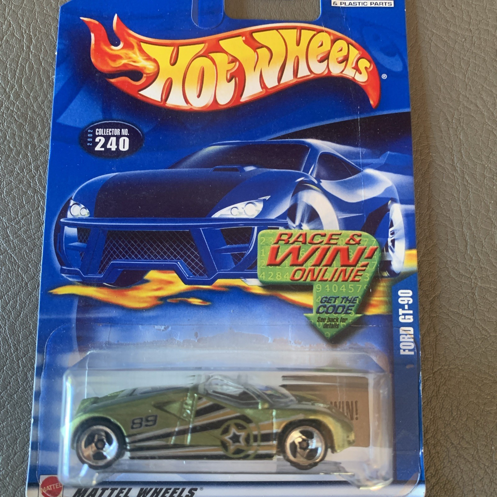 2002 Hot Wheels #240 Ford GT-90 Race to Win Card HTF!