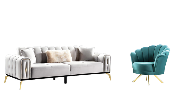 Wohnzimmer Set 2Tlg 3-Sitzer Sofa Sessel Textil Wohnzimmer Modern 3+1-image