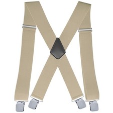 Suspenders for Men Heavy Duty,2 inch Elastic Adjustable Mens Suspenders Khaki