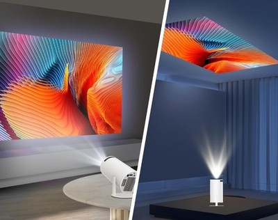 Tragbarer Home Projektor Mini Beamer WiFi SmartHome Kino Bluetooth Android Proje