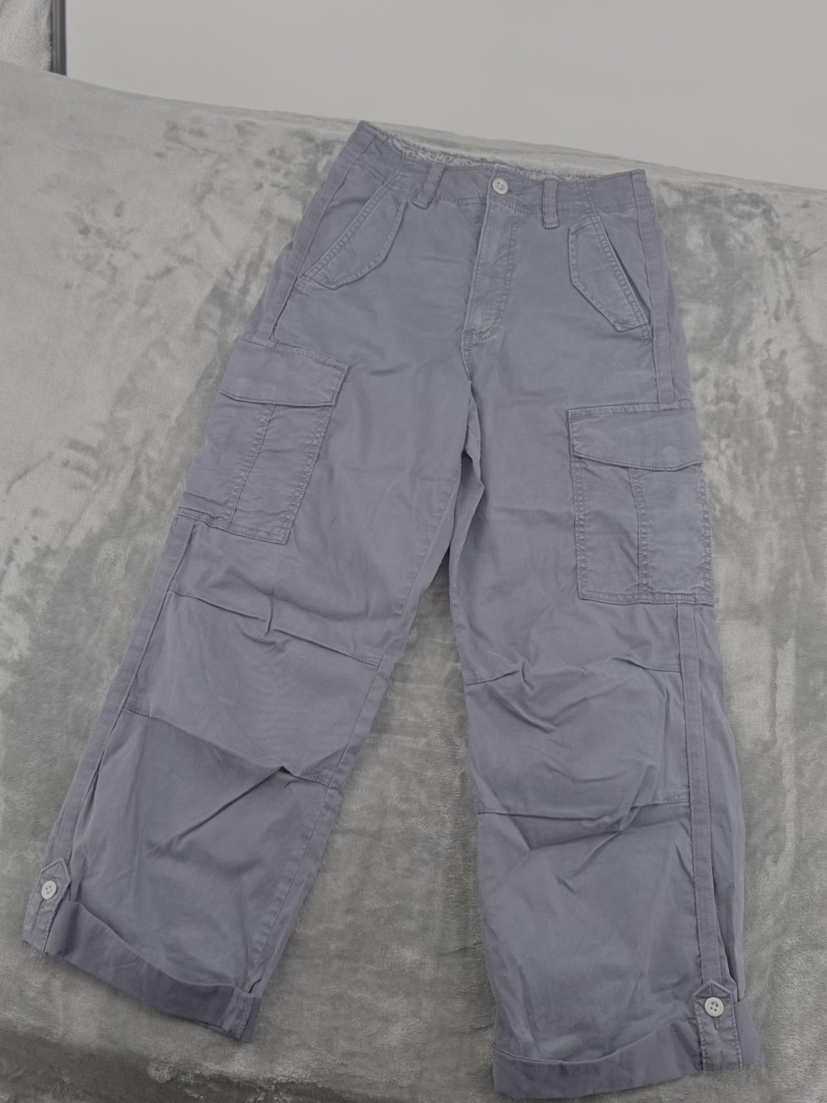 M&S Womens Cargo Trousers UK 6 Regular Navy Lyocell Stretch Utility Casual Pants image 3