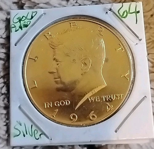 1964 Kennedy Half Dollar Silver Gem Gold Plated