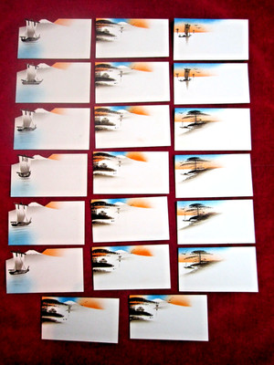 20 Vintage ASIAN Themed TABLE NAME PLACE CARDS in 4 Designs--UNUSED