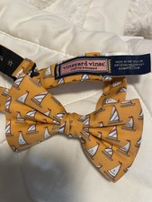 NWT Vineyard Vines Boys Adjustable Bow Tie Sail Boats- Orange. Orig 45