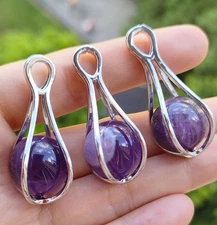 10pcs Amethyst Gems stone Pendants Magic Reiki Healing Amulet