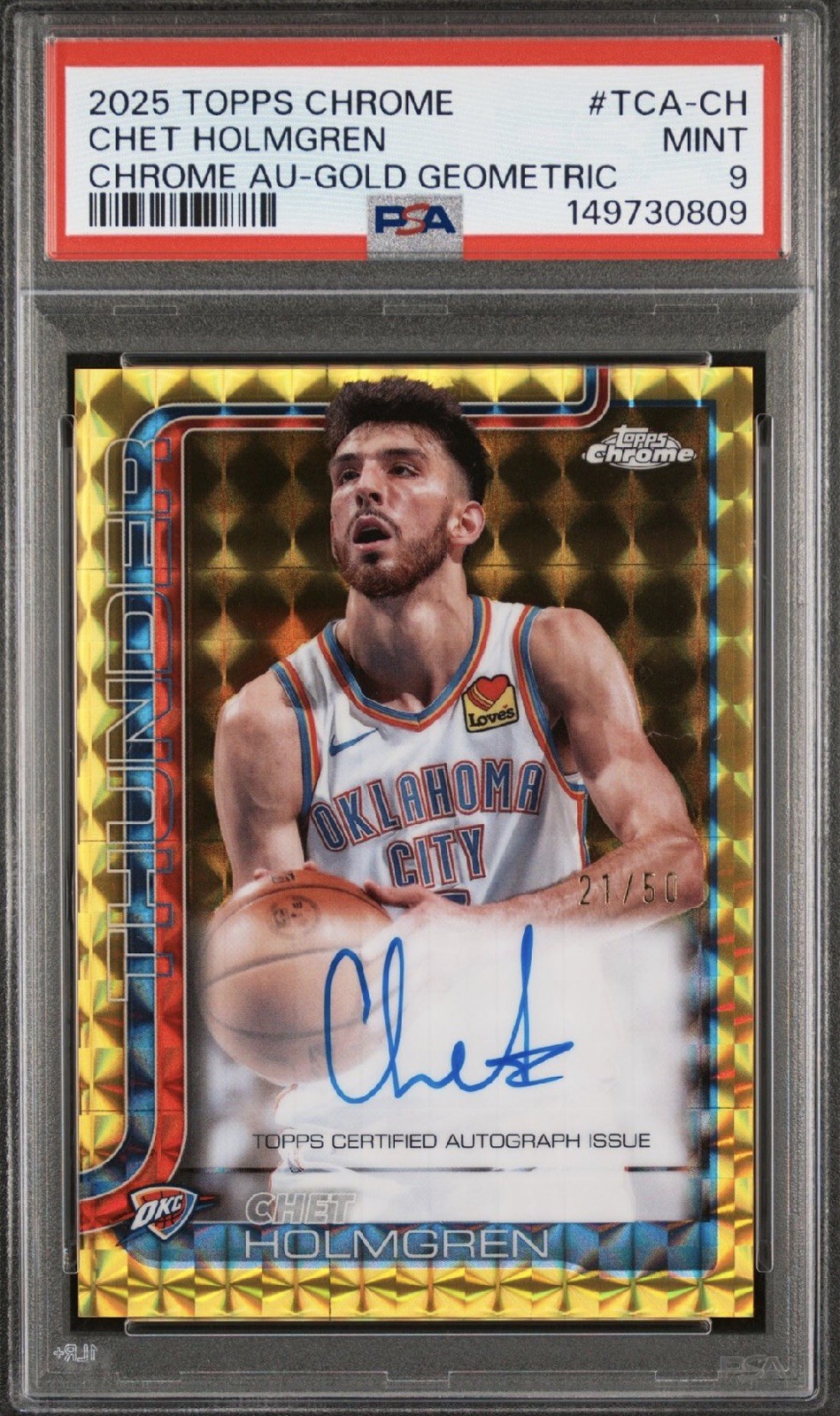 Chet Holmgren 2025 Topps Chrome #134 Gold Geometric Refractor /50