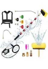 Pressure Washer Extension Wand 18FT with Brush Attachment Nozzle Tips Belt Ha...