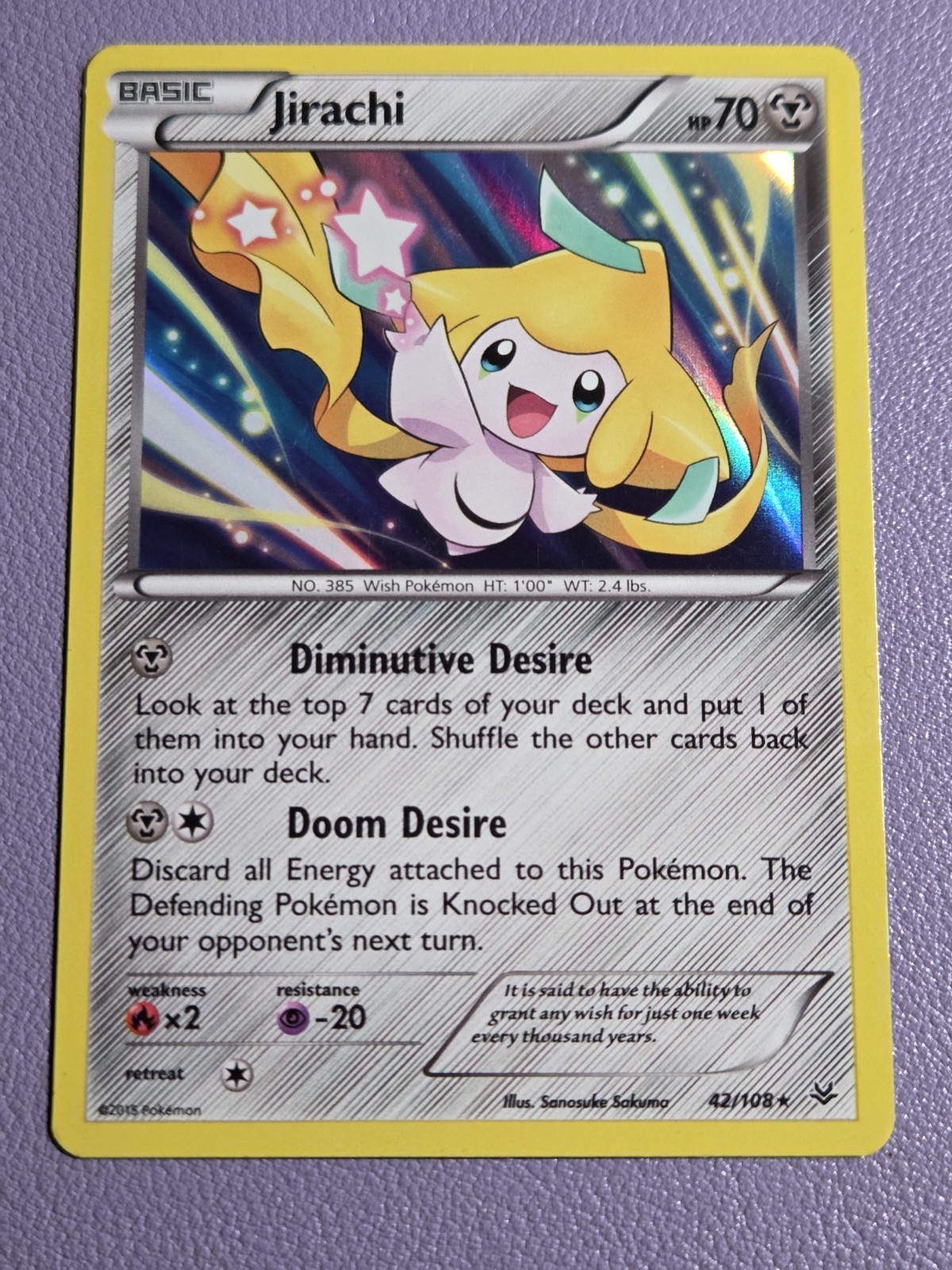 Jirachi 42/108 Reverse Holo Rare XY - Roaring Skies Pokemon TCG LP
