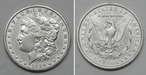 X7357  1886-O Morgan Dollar, AU details cleaned