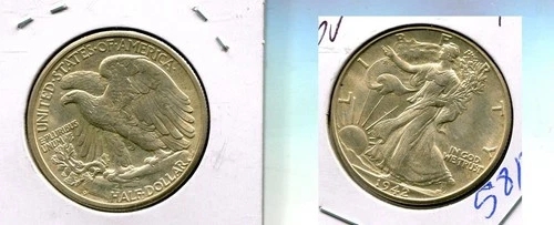 1942 D WALKING LIBERTY SILVER HALF DOLLAR CH BU 5817T