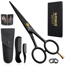 5" Premium Beard Mustache Scissors, Black High Carbon Stainless Steel Beard Scis