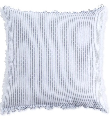 DKNY Pure Woven Stripe EURO PILLOW SHAM Blue White 100% Cotton