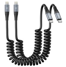 USB C to Lightning Cable 3FT 2Pack, Coiled iPhone Charger Fast 3FT, Black