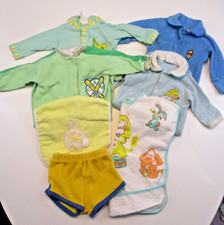 Lot Vtg Infant Sleepers Bibs Shorts 7 pcs. Terry Cloth Baby Dolls Reborn flaws