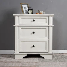 Nightstand w/Charging Station Night Stand End Side Table With 3 Drawer Organizer