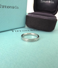 Tiffany & Co. Platinum Note LOGO 3mm Band Ring N UK, 6.5US, 53.5EU