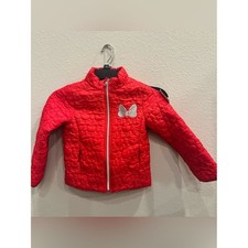 Disney Red Quilted Minnie Mouse Puffer Jacket Size 5/6