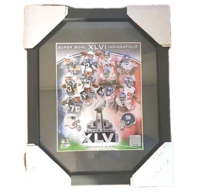 FRAMED Tom BRADY Eli MANNING 12x16'' Patriots Giants Super Bowl XLVI PHOTO w Holo
