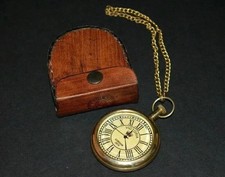 Victoria 1875 Brass Pocket Watch   Antique Vintage Style with Leather Gift Box