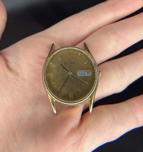 Vintage Seiko Day Date Watch 7123-8410 Japan-A Worn Dial Parts Repair