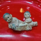 Rare VTG Chinese Cultural Revolution Boys catching Koi Rubber Squeeze China Toy