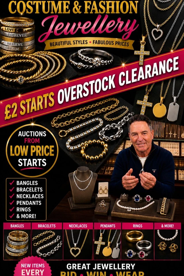 £2 STARTS ON FASHION JEWELLERY OVERSTOCK CLEARANCE SHOW 2 hours only!!!