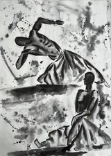 Dancer Painting Man Original Art Male Body Watercolor Black White Wall Art