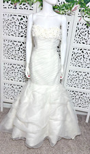 NWT Galina Signature David  s Bridal Ivory Satin Strapless Wedding Gown Size 6