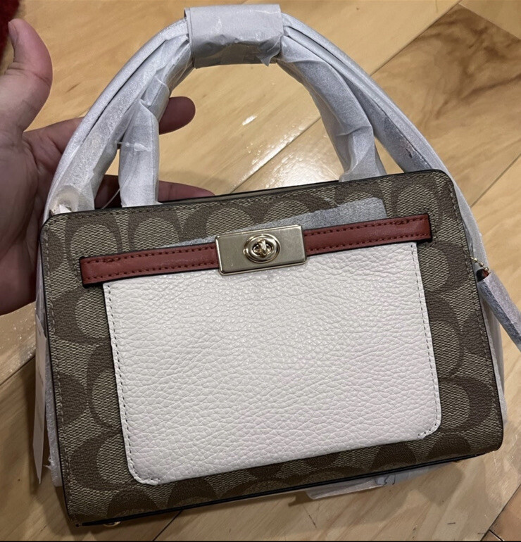 coach outlet mini lane top handle in colorblock