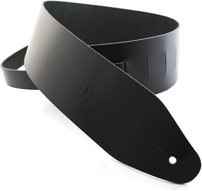 SCHWARZ HERGESTELLT IN UK SCHWERLAST 3'' BREITES ECHTES LEDER VERSTELLBARES GITARRENARMBAND