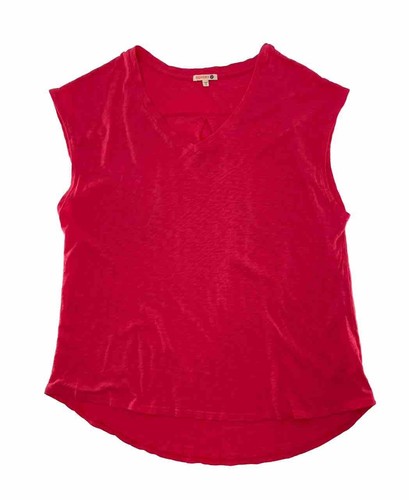 Sun Dry Women’s Coral Pink Cap sleeve 100% Pima Cotton V-Neck T-Shirt Top Sz 2 - Picture 3 of 8