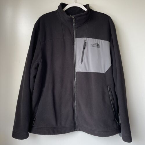 Mens North Face Fleece Zip Up Jacket Black Gray XL Coat Winter Fall Orig $180 - Afbeelding 1 van 8