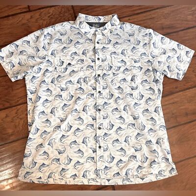 Croft & Barrow fishing shirt mens XXL Swordfish button up vented Performance AOP
