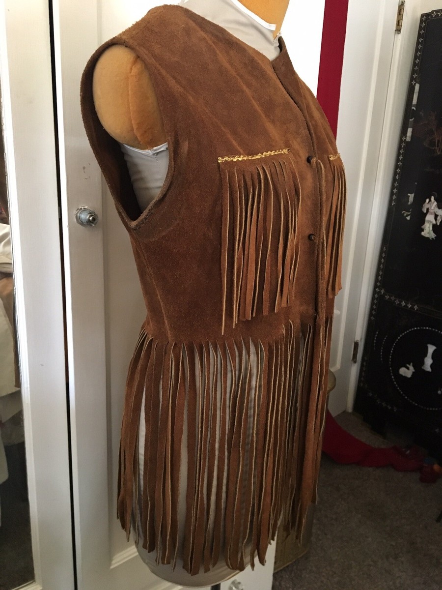 vintage goa pig leather fringe vest