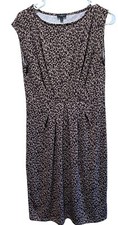 Talbots Cheetah Leopard Print Dress Sz Extra Small Gathered Waist Stretch