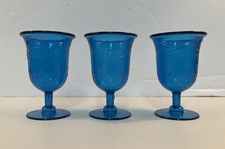 Vintage Children  s Stemware With Flower Design , Set Of 3