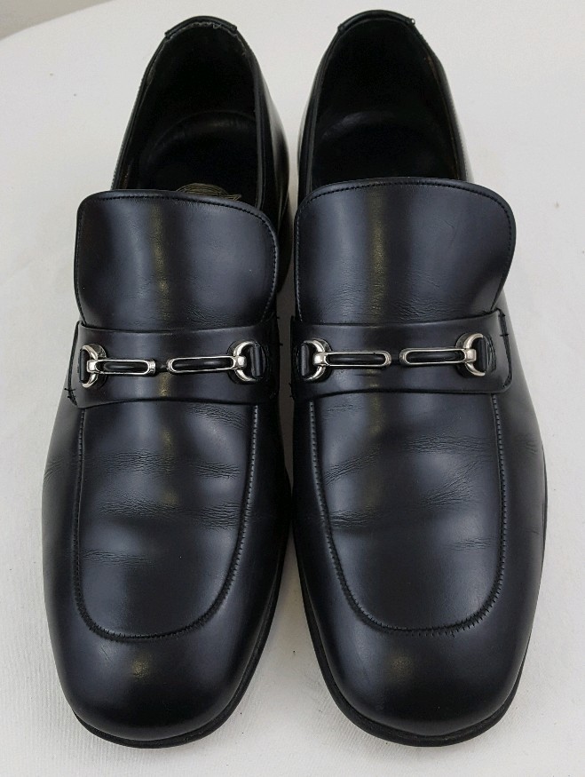 THE FLORSHEIM SHOES Mens Black Leather Bit Buckle Slip On  display picture 1