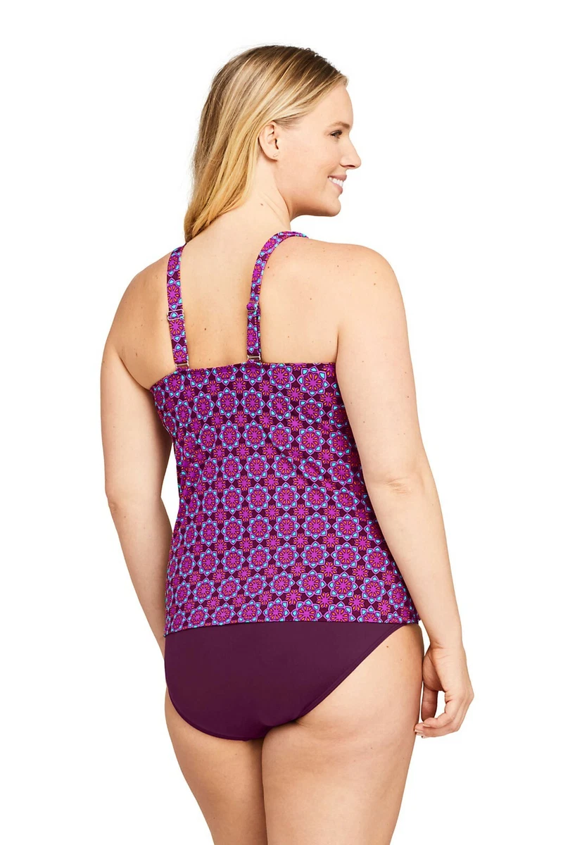 LANDS' END Plus Size 24W DD-Cup Underwire Tankini Swim Top NWT $85